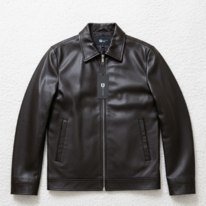 dark espresso faux leather zip up jacket