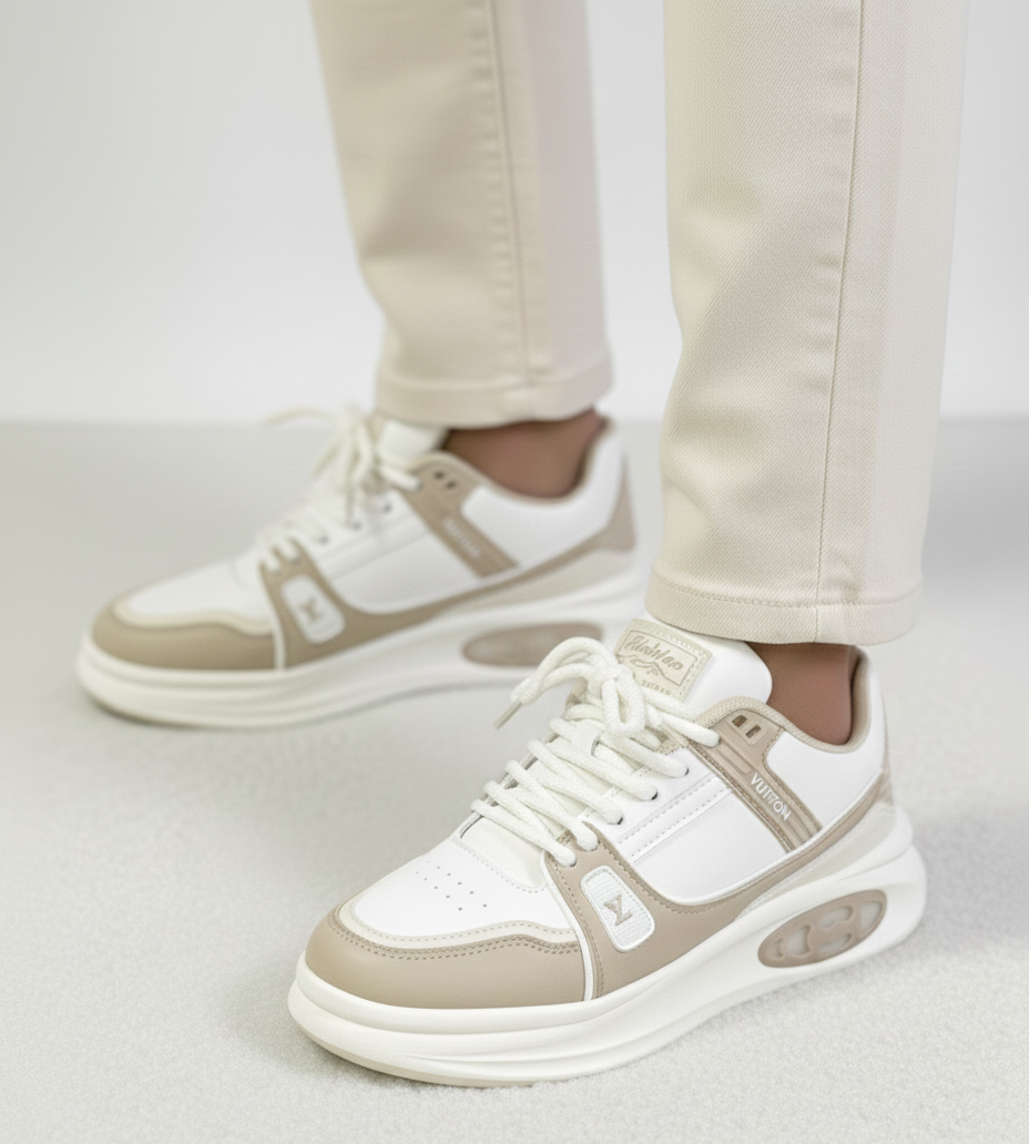 desert cream & white casual sneaker (vuitton style design) desert cream & white casual sneaker (vuitton style design)